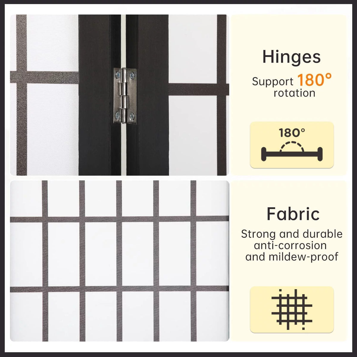 White 4 Panel Wood Room Divider F927926