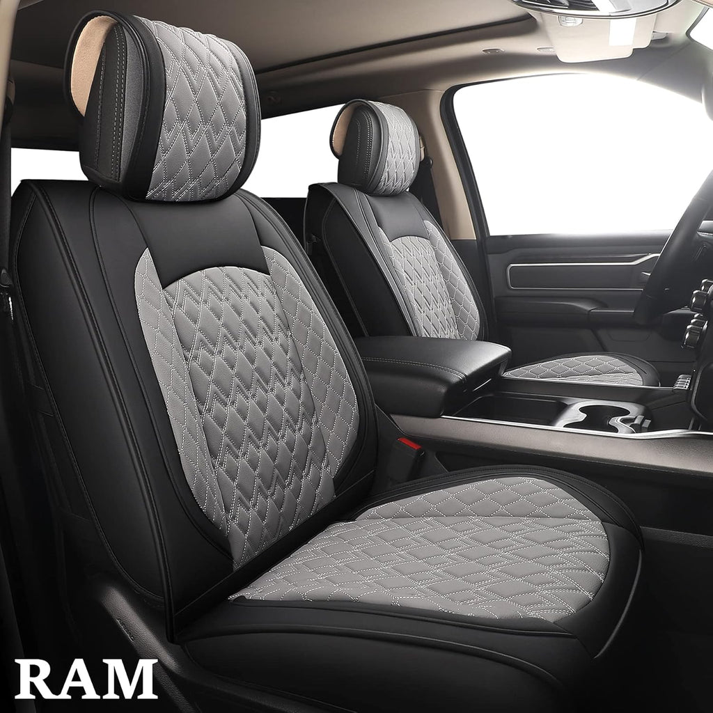 Black 2 Pcs Waterproof Synthetic Leather Car Seat Covers G67500