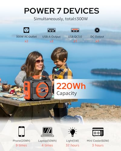 Portable Solar Generator 300W 220Wh with 40W Solar Panel F9128