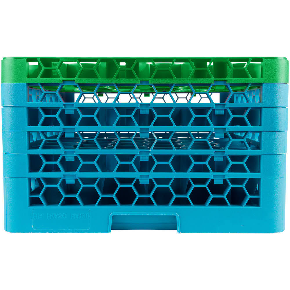 Green 30 Compartment Glass Rack with 5 Extenders K3427