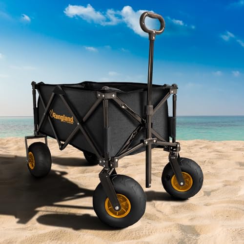 Large Balloon Air Tires Folding Utility Cart with Rustproof Heavy-Duty Steel Frame E546359