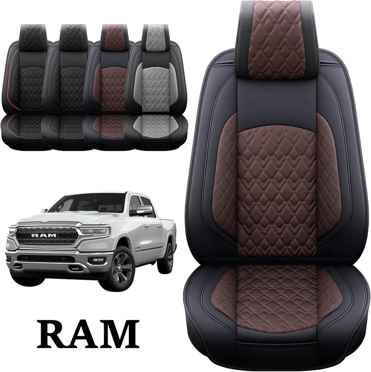 Black 2 Pcs Waterproof Synthetic Leather Car Seat Covers G67500
