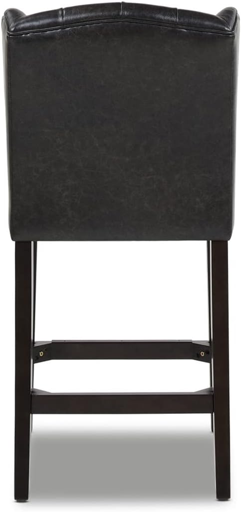 Vintage Black Brown Faux Leather Armless Counter Height Bar Stool M51319