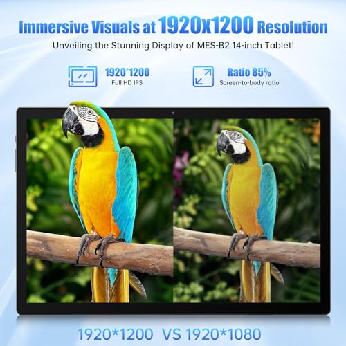 Space Gray 14 Inch Android 13 Tablet with 1200P IPS HD Screen, 8 Core, 6GB+128GB, Wi-Fi 5, 10000mAh Battery, 5MP+32MP Cameras S14842