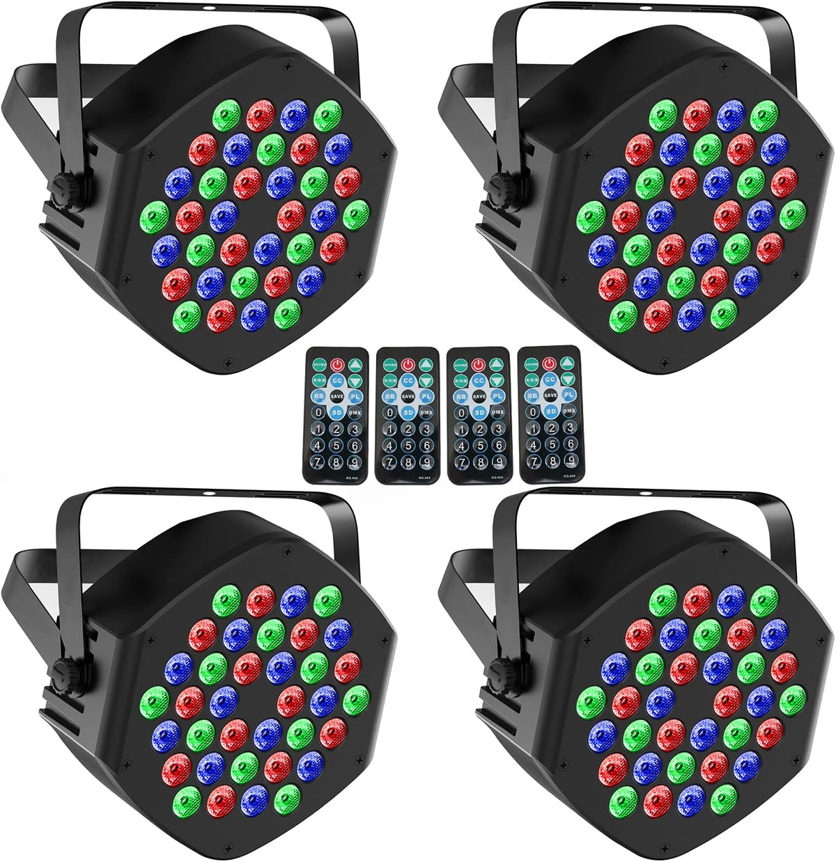 4 Pack 36 RGB LED Stage Par Lights E301947