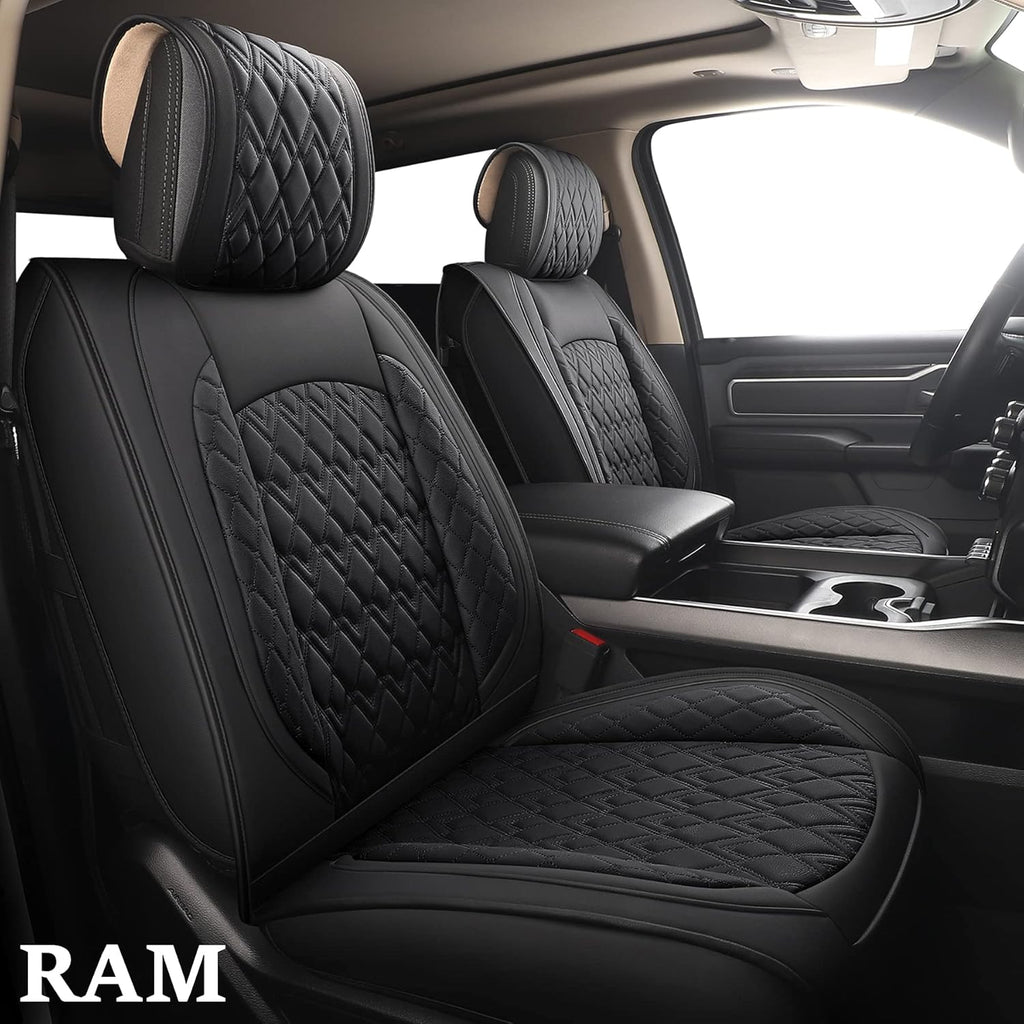 Black 2 Pcs Waterproof Synthetic Leather Car Seat Covers G67500