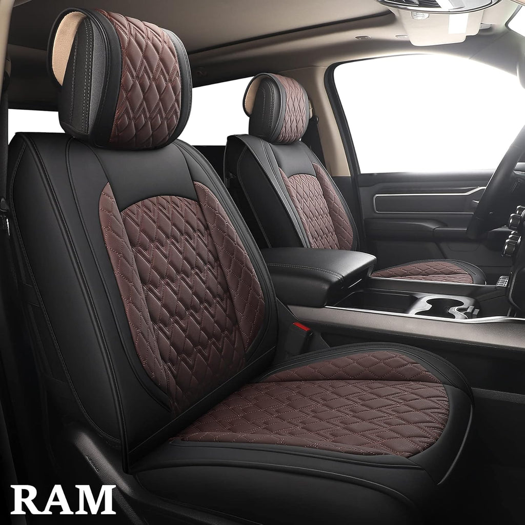 Black 2 Pcs Waterproof Synthetic Leather Car Seat Covers G67500