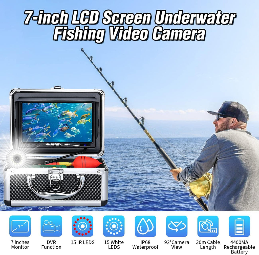 Underwater Fishing Camera with 30 Adjustable LEDs and 7inch 1080P IPS Monitor K453