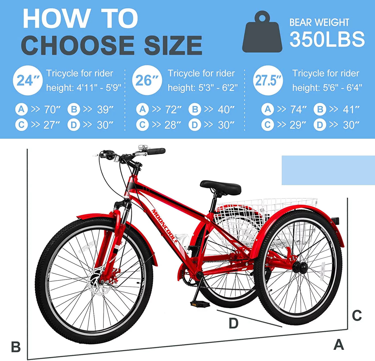 Mountain Tricycle 7-Speed 26 inch with Cargo Basket M9555
