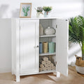 White Bathroom Floor Storage Cabinet with Adjustable Shelf K11803