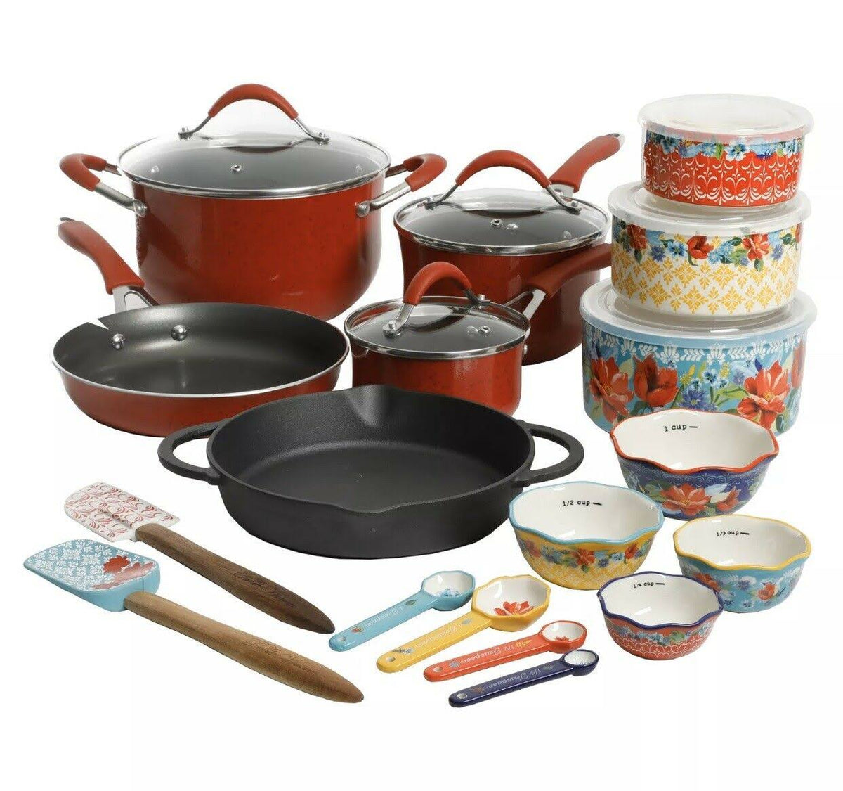 24-Piece Red Cookware Set Q5412