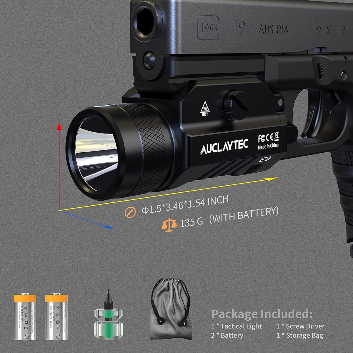 1200 Lumens Mounted Pistol Flashlight with Strobe Mode G35948