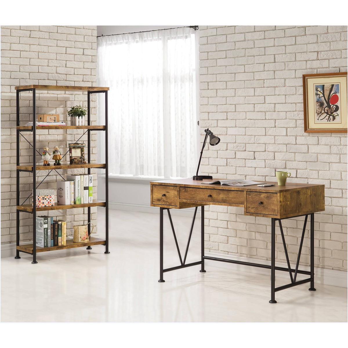 Antique Nutmeg 4-Shelf Bookcase T4973