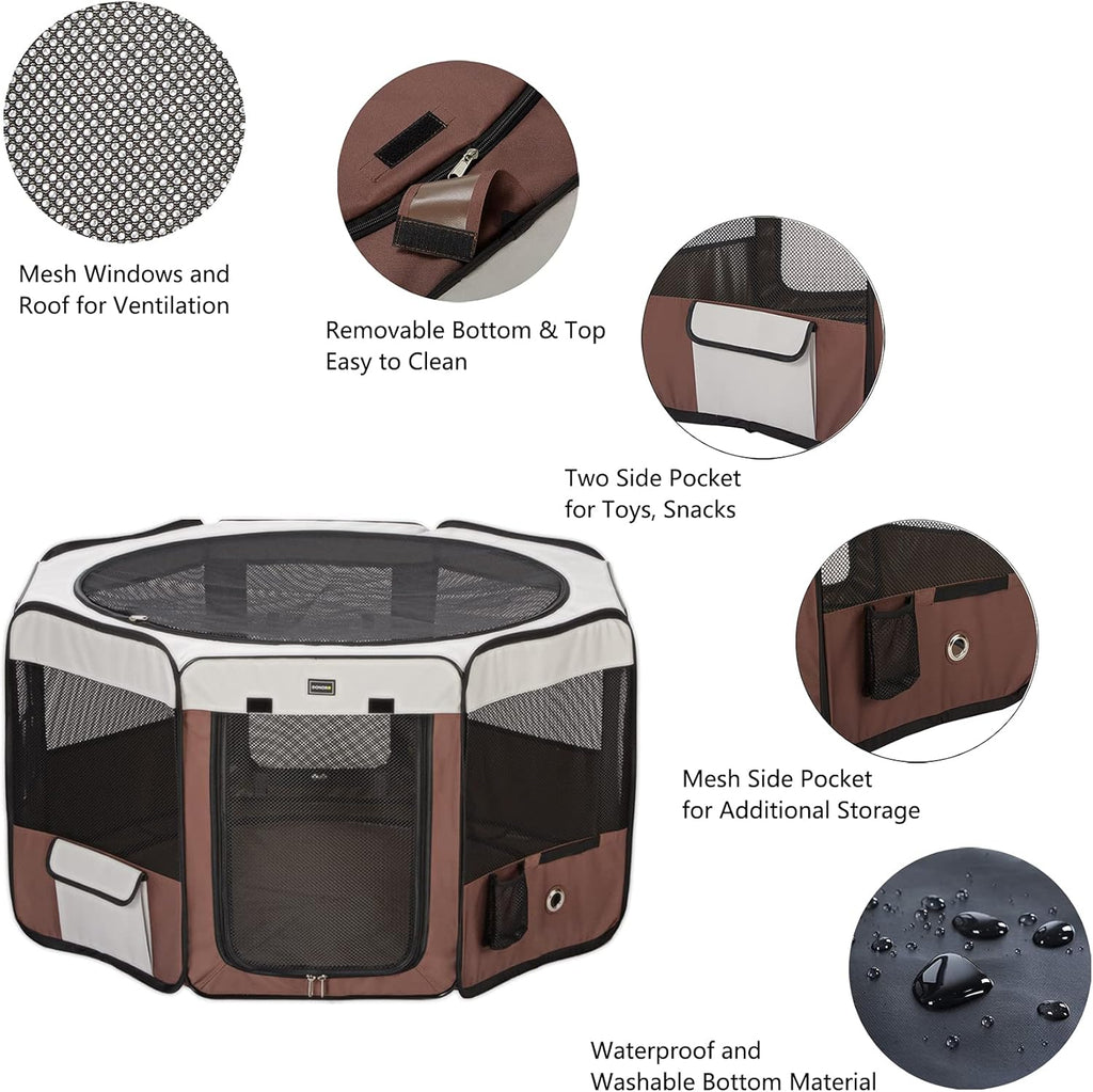 Portable Pet Playpen with Removable Zipper Top and Bottom O37657