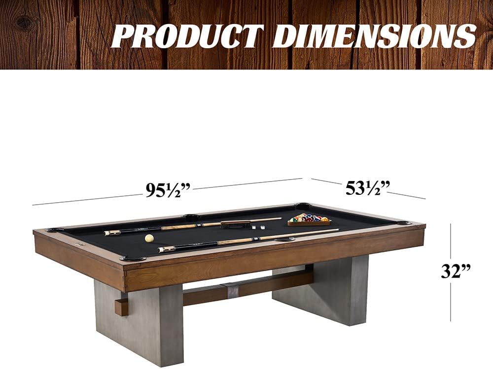 8' Slate-Tech Drop Pocket Table with Pool Ball and Cue Stick Set Z8160