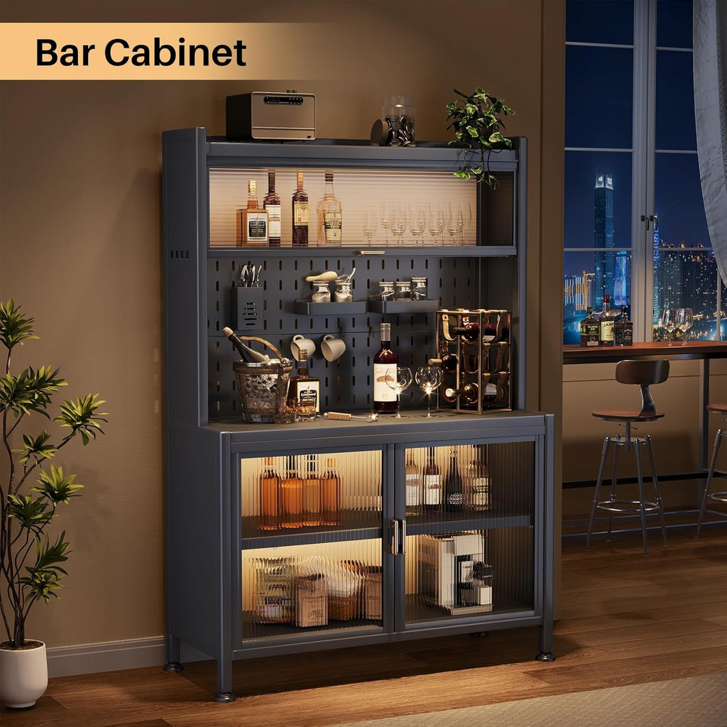 5-Tier Grey Bakers Rack with Cabinet K2364