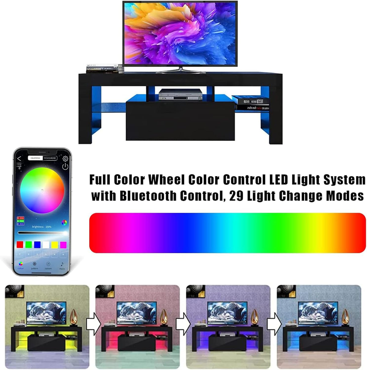 LED TV Cabinet TV Stands with Color Change Lighting for 45/55/65 Inch H543