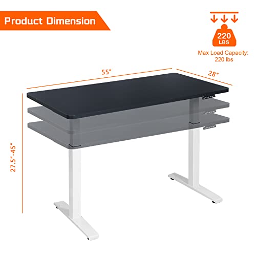 55" x 28" Height Adjustable Electric Standing Desk with Solid One-Piece Desktop E141767