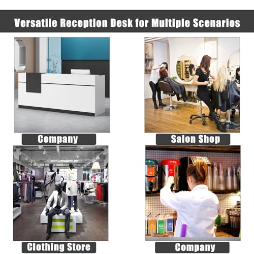 U-Shaped Wooden Reception Desk with Lockable Drawer S638527