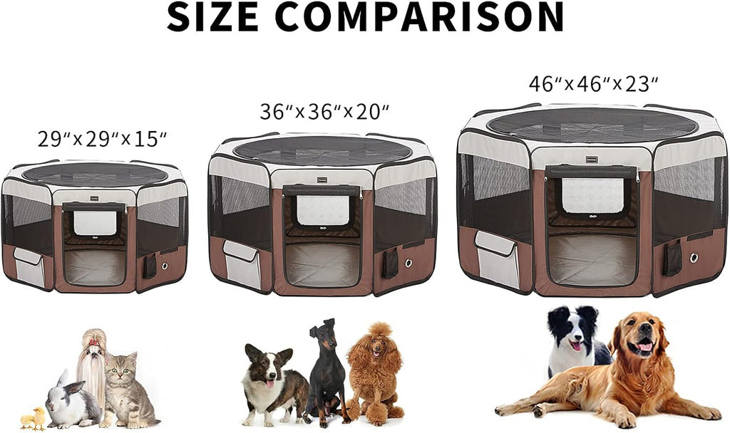 Portable Pet Playpen with Removable Zipper Top and Bottom O37657