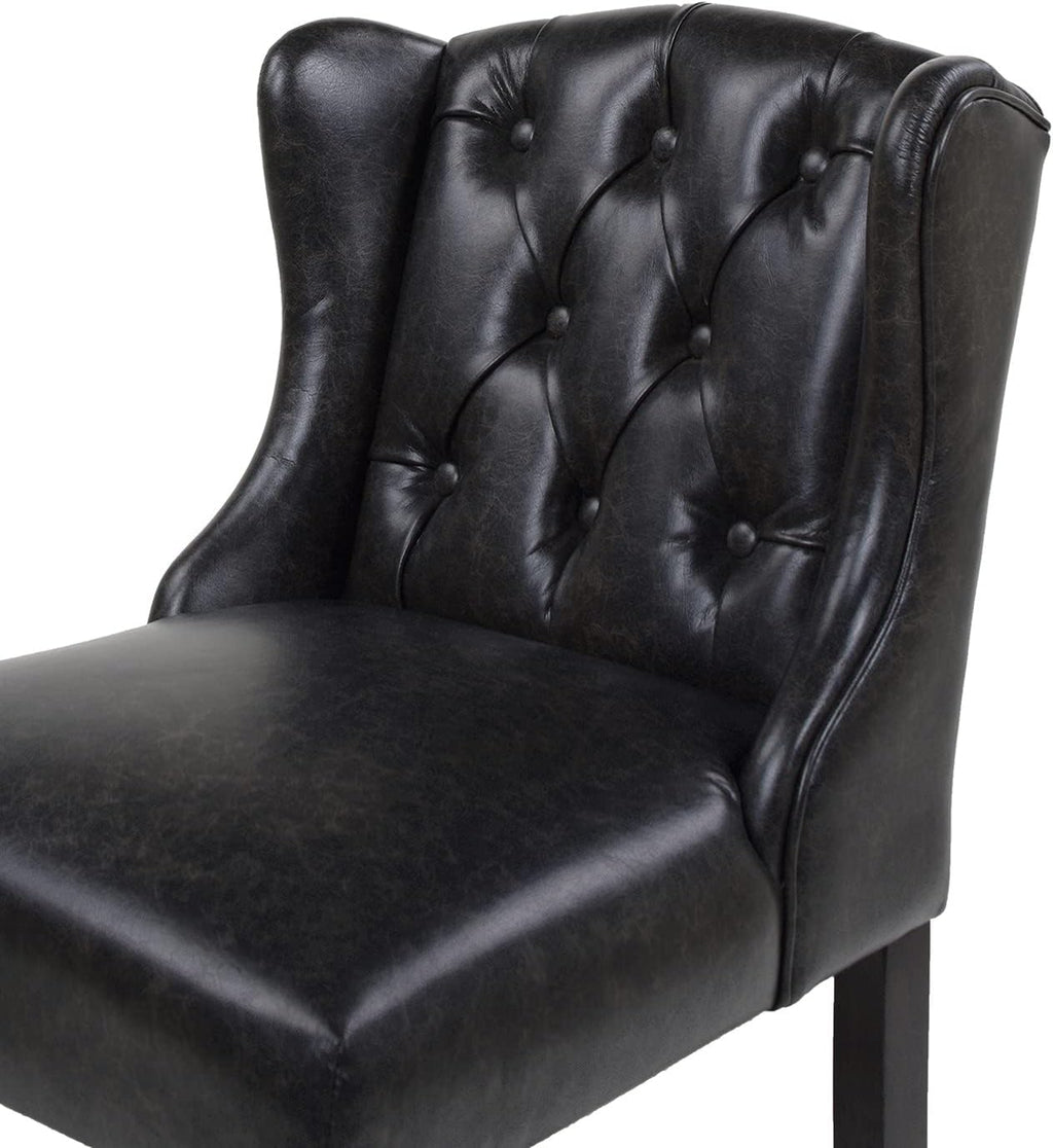 Vintage Black Brown Faux Leather Armless Counter Height Bar Stool M51319
