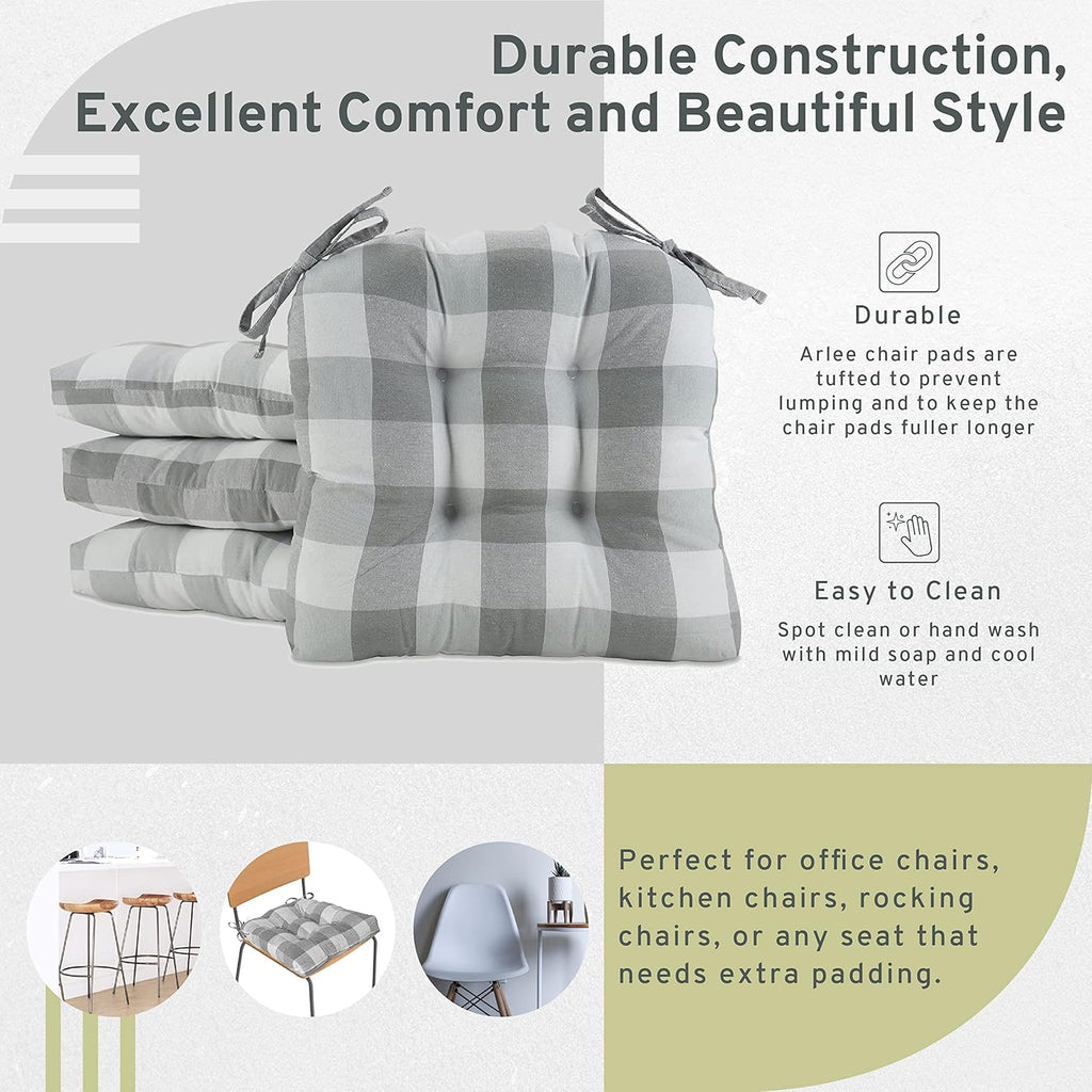 Gray Set of 4 Chair Pads with Tiebacks Z202387