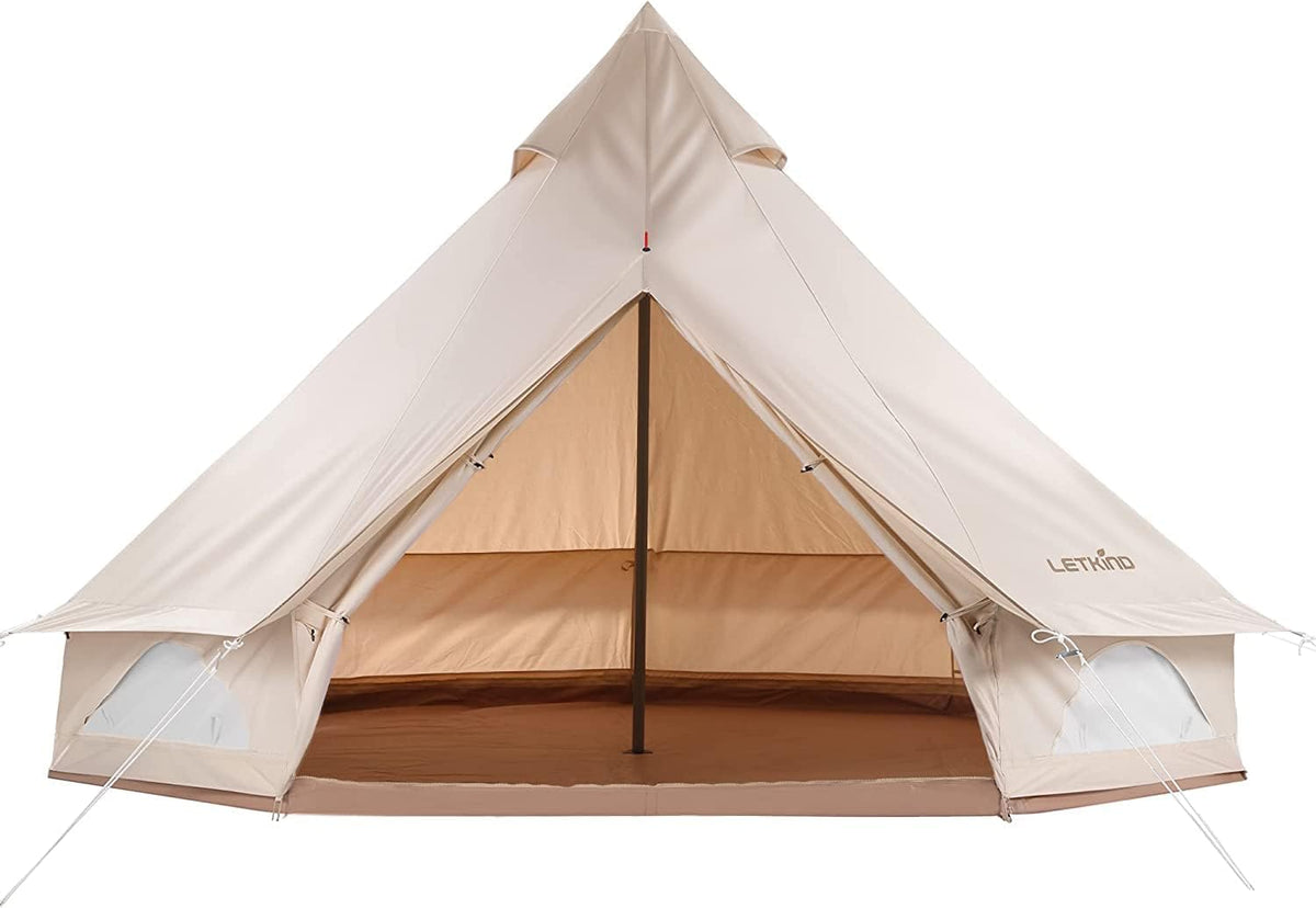 Canvas Bell Tent with Stove Jack, 4 Season Waterproof Cotton Camping Tent M650
