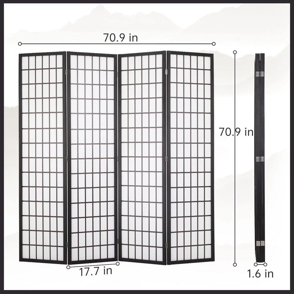 White 4 Panel Wood Room Divider F927926