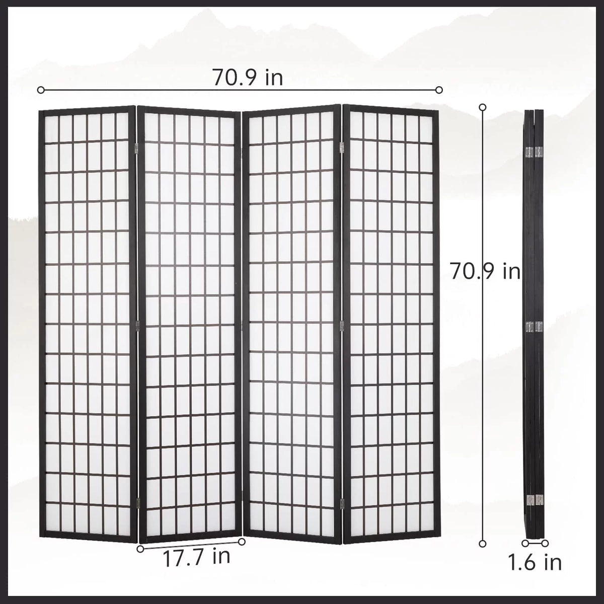 White 4 Panel Wood Room Divider F927926
