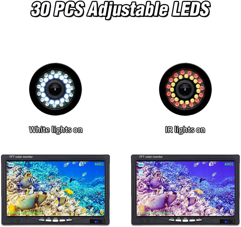 Underwater Fishing Camera with 30 Adjustable LEDs and 7inch 1080P IPS Monitor K453
