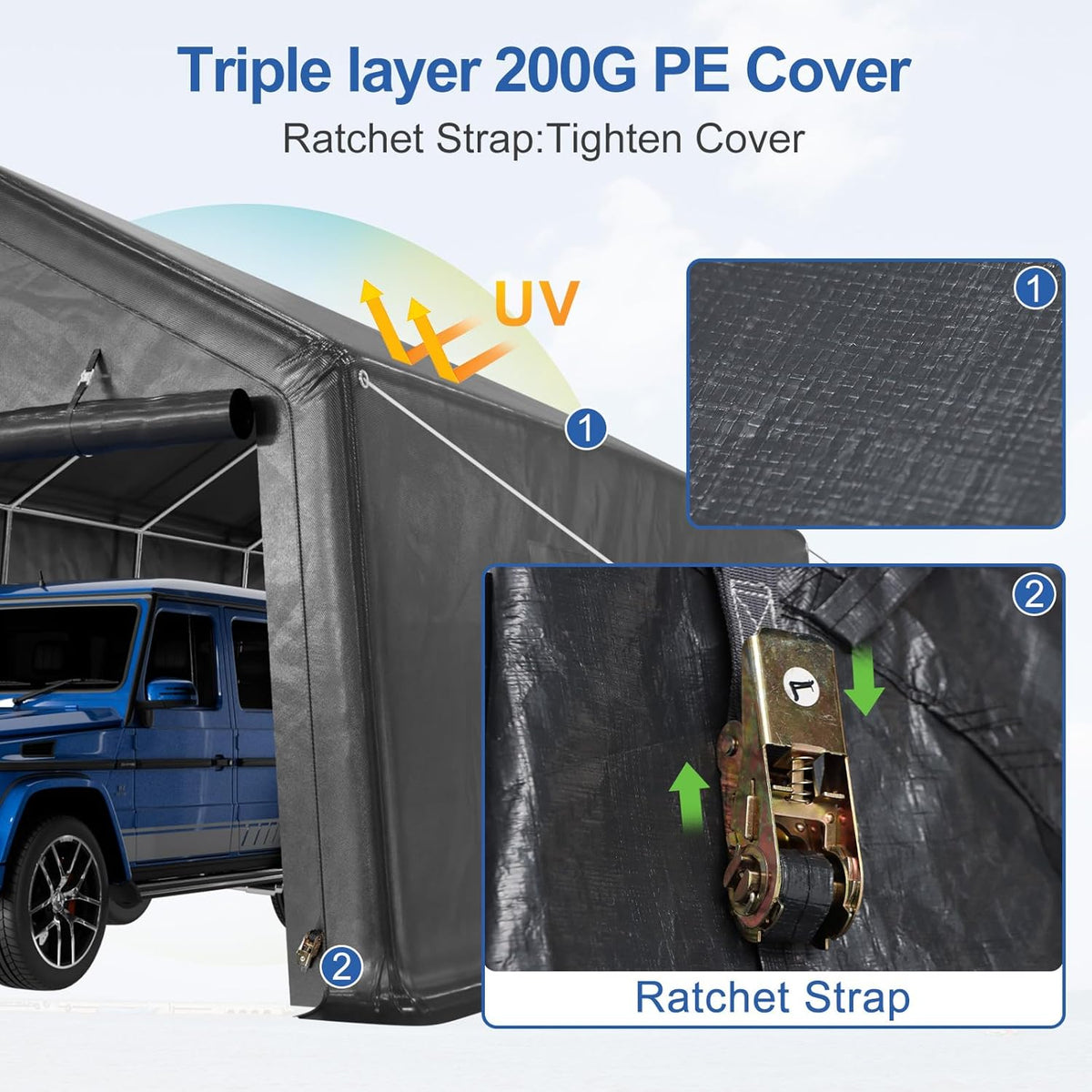 12x20ft All-Steel Metal Frame Carport with Windows R430