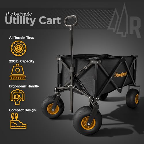 Large Balloon Air Tires Folding Utility Cart with Rustproof Heavy-Duty Steel Frame E546359