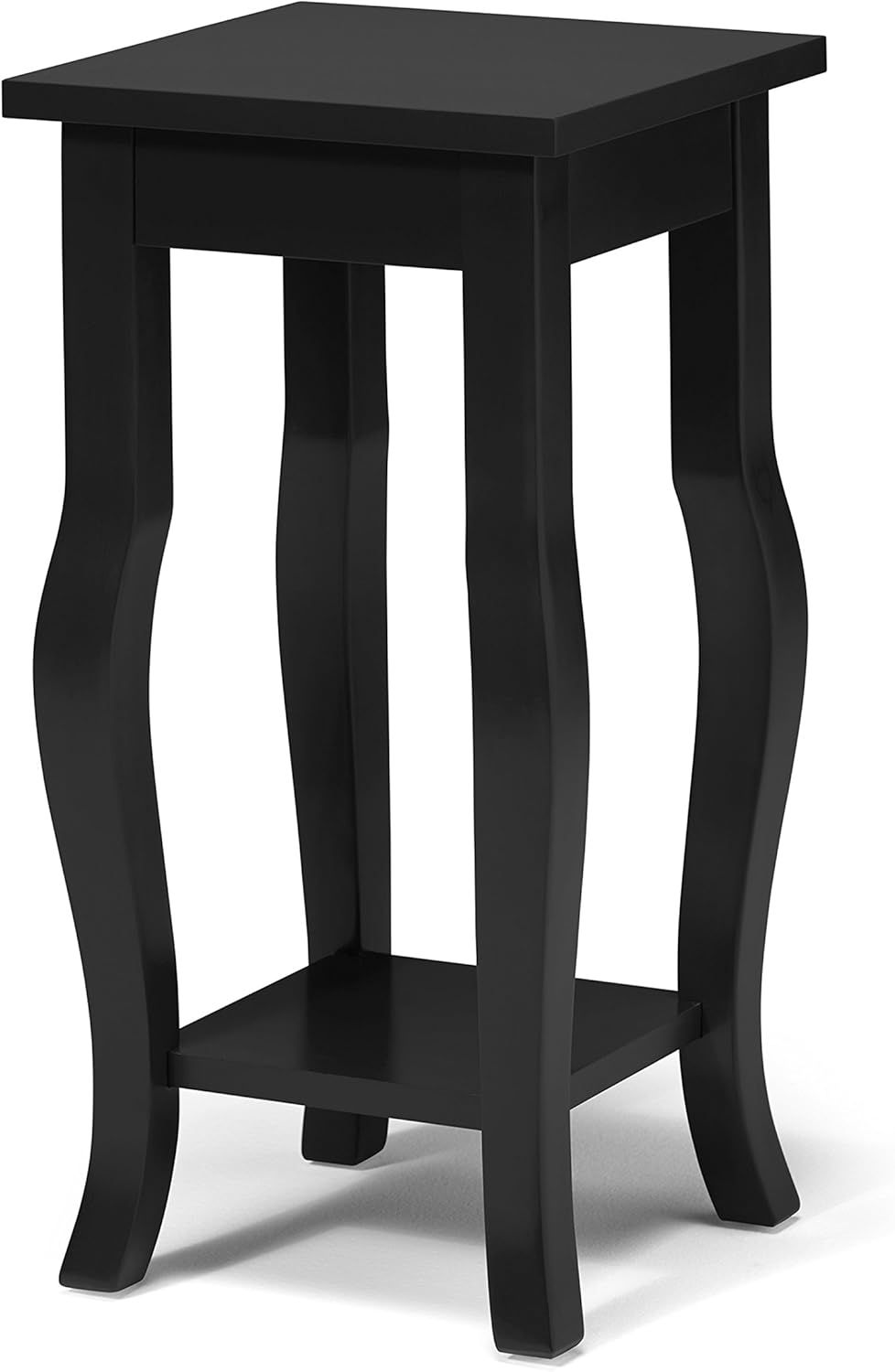 Black Wood Pedestal End Table with Display Shelf P51947