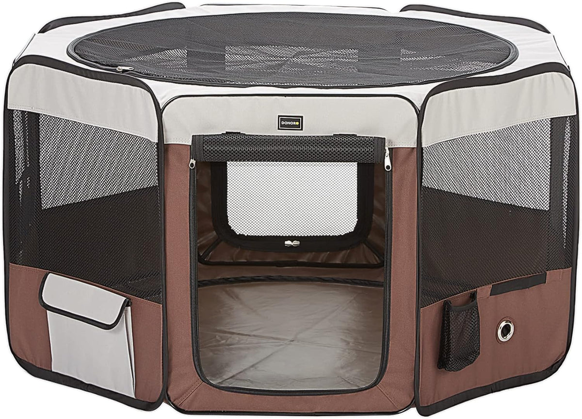 Portable Pet Playpen with Removable Zipper Top and Bottom O37657