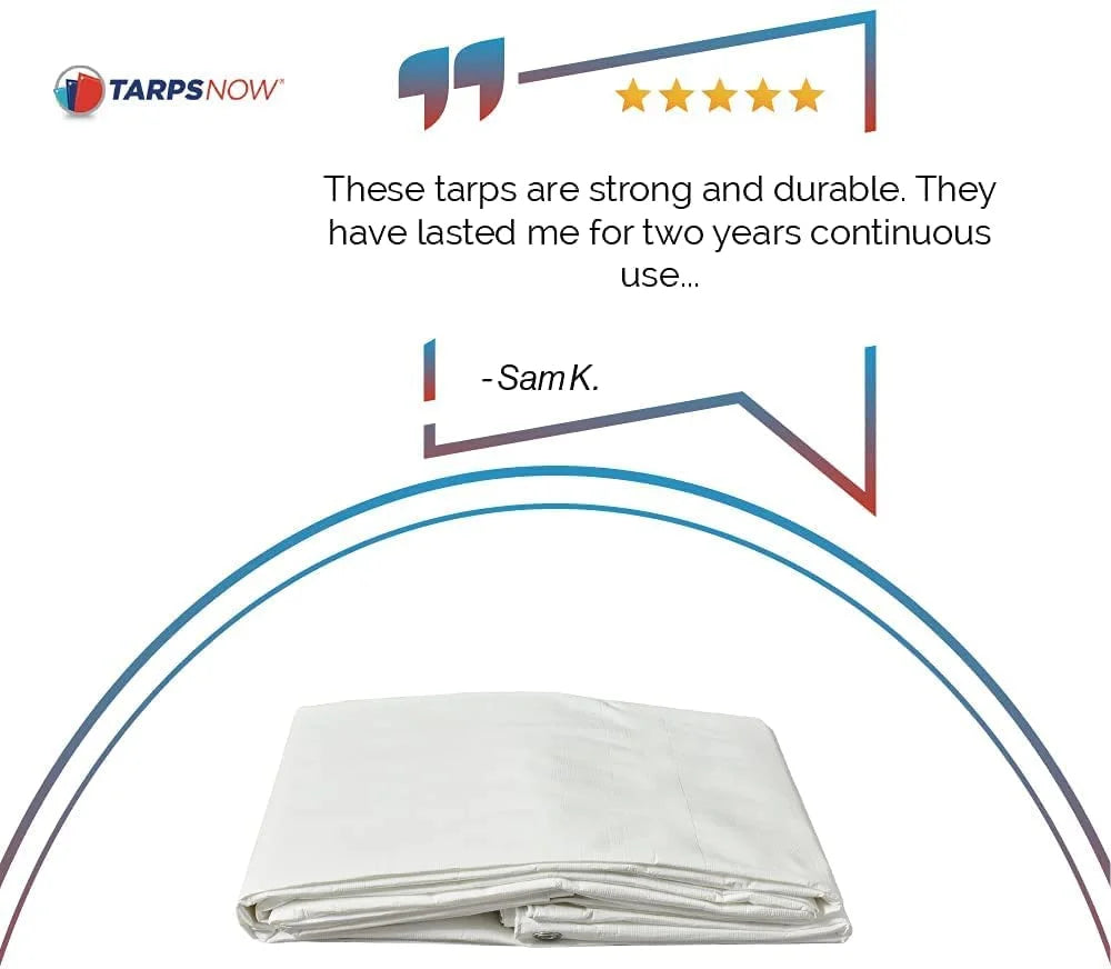 White 12 Mil Waterproof Poly Tarpaulin (6' x 8') W8980