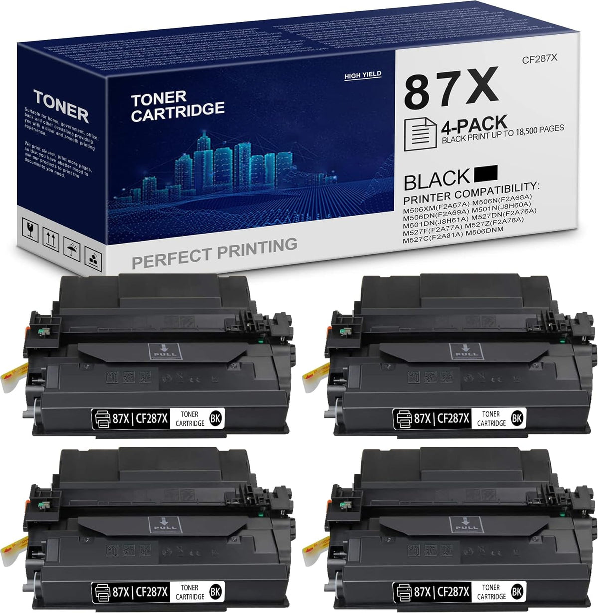 4 Pack Black Toner Cartridge O410