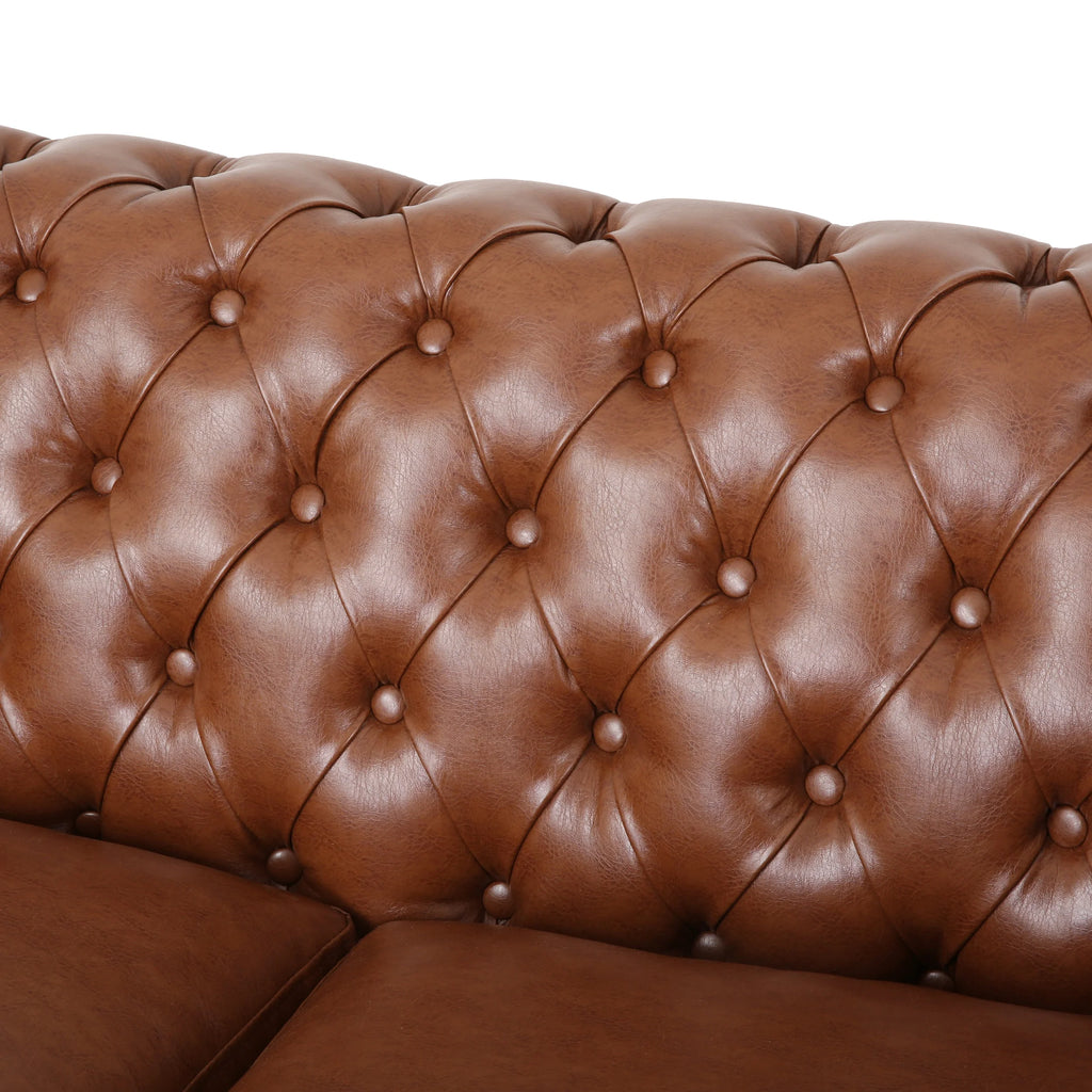 Cognac Brown Faux Leather Loveseat T947121