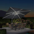 9 x 12 ft LED Cantilever Patio Umbrella Grey H944