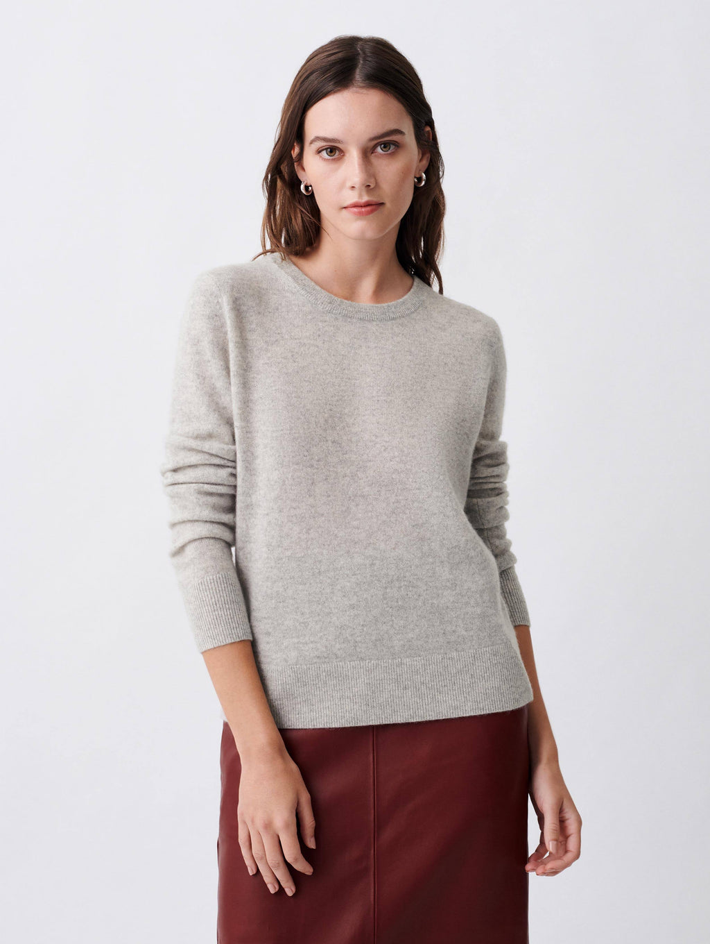 Misty Grey Heather Cashmere Crewneck N79277