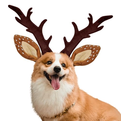 Dog Cat Christmas Reindeer Antlers Headband Adjustable Pet Costume K77784