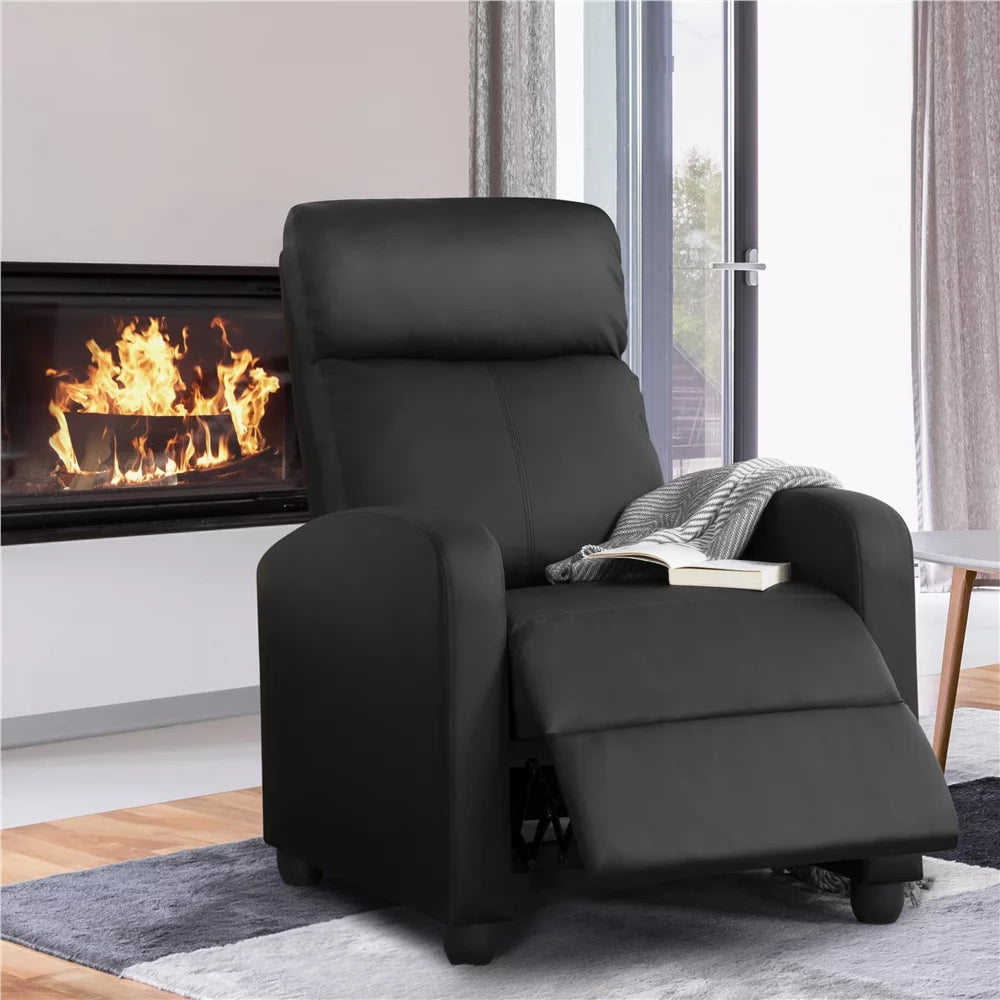 2pcs Black PU Leather Recliner Chair A962