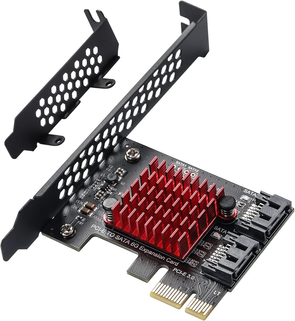 PCIe 6 SATA 4X Card with 6 SATA Cables and Low Profile Bracket B189