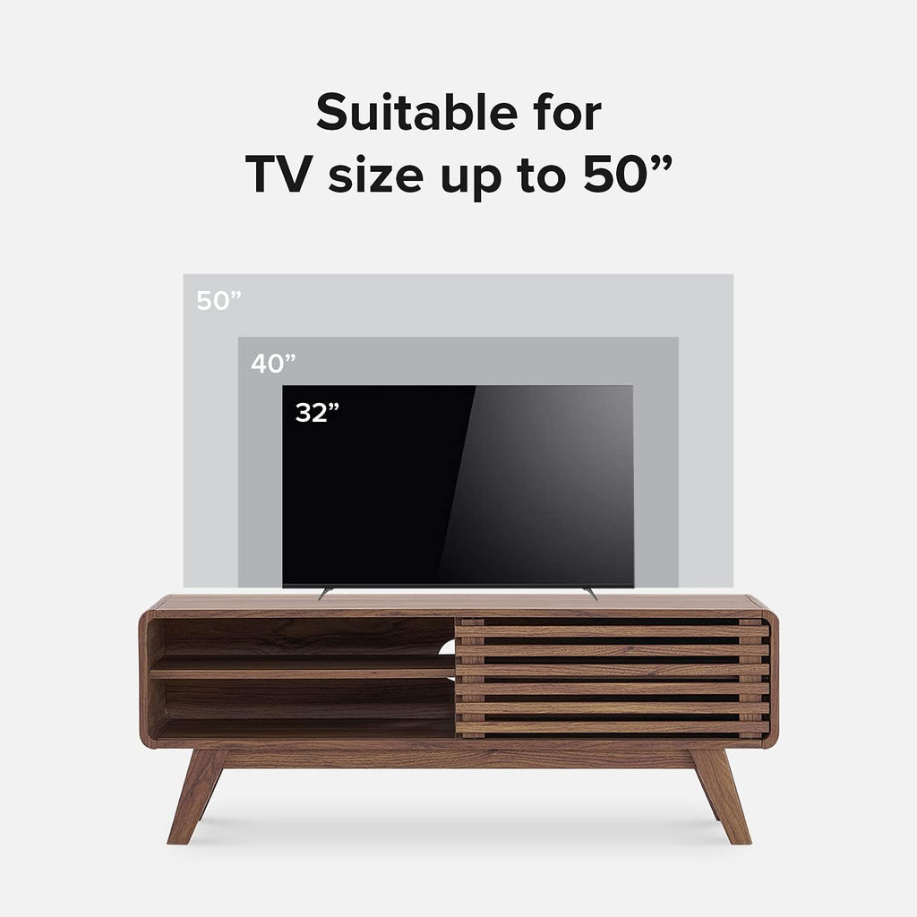 Scandinavian TV Stand with Slatted Door G4051