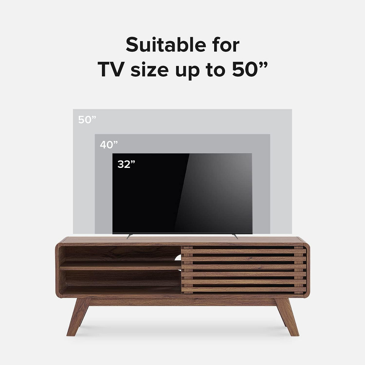 Scandinavian TV Stand with Slatted Door G4051