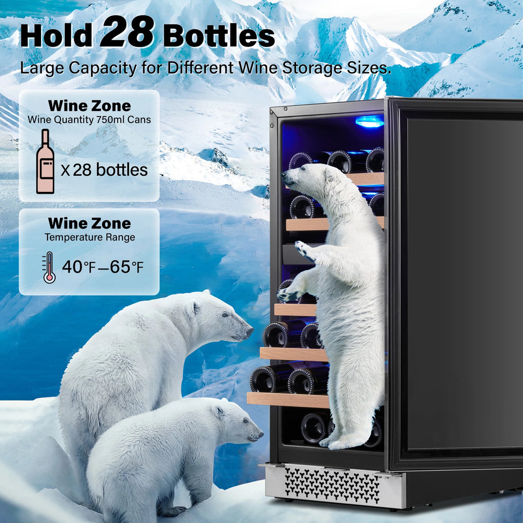 15" 28 Bottle Dual Zone Wine Cooler Refrigerator F6784