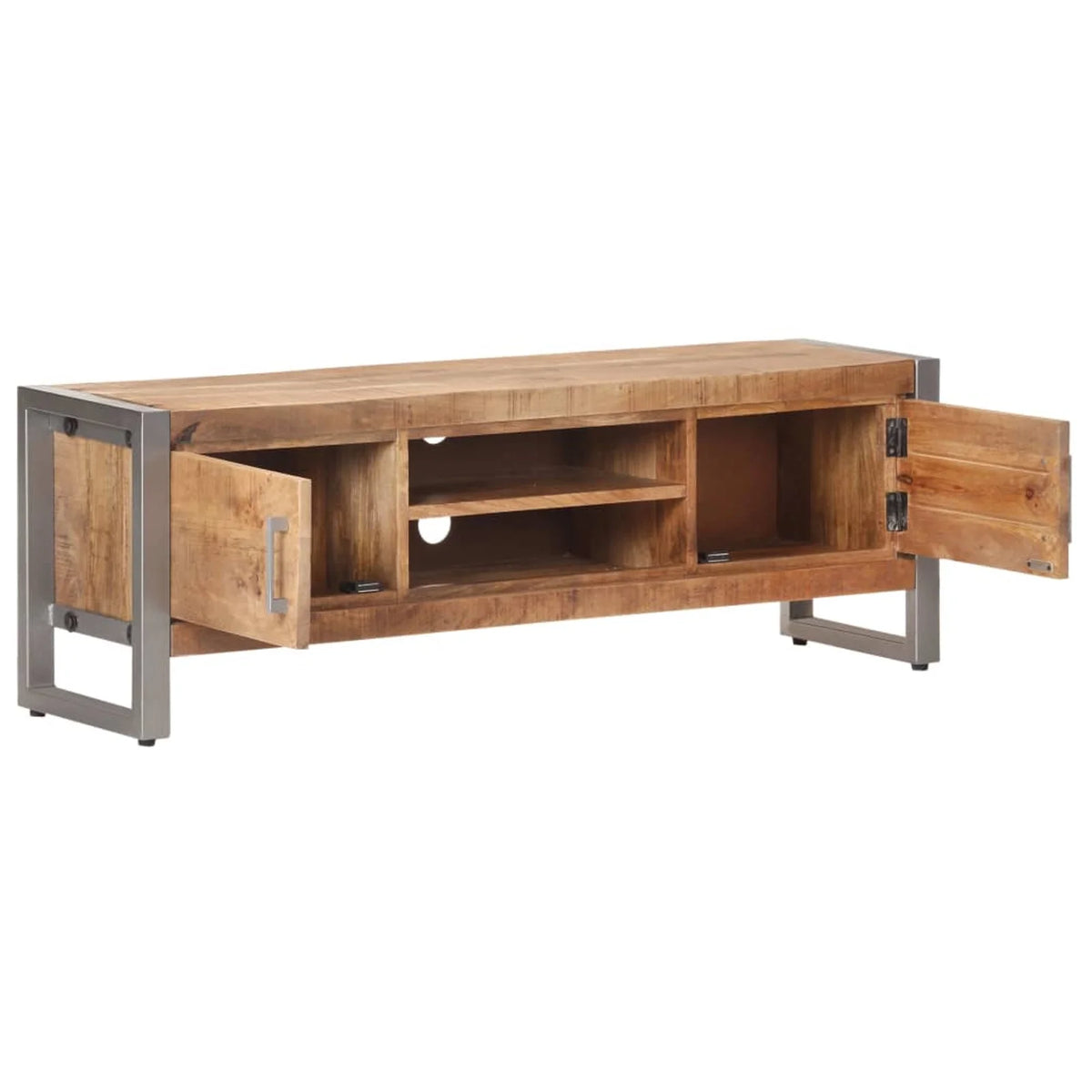 Rough Mango Wood TV Cabinet with 2 Doors and 2 Compartments H3894