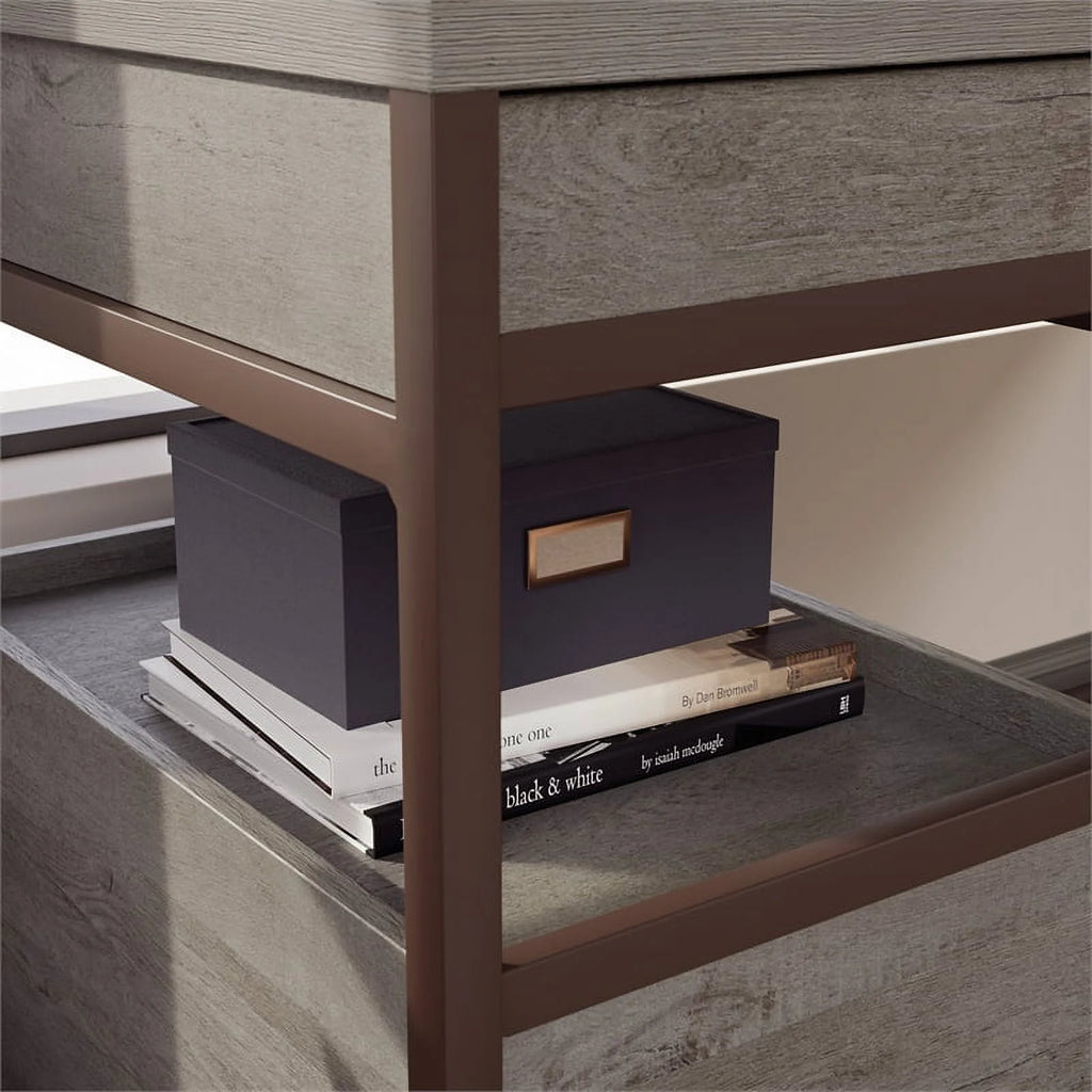 Engineered Wood Pedestal Desk in Mystic Oak Finish Q961243