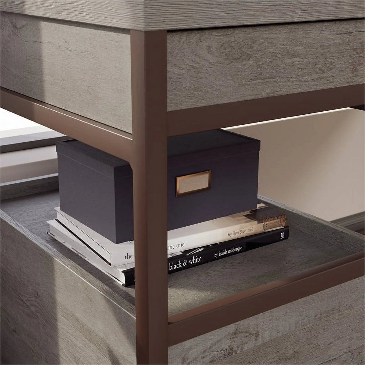 Engineered Wood Pedestal Desk in Mystic Oak Finish Q961243