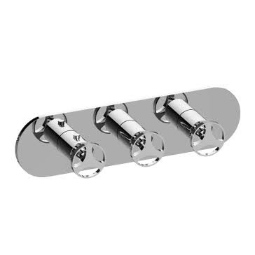 Brushed Nickel Round 3-Hole Trim Plate with Handles G91397
