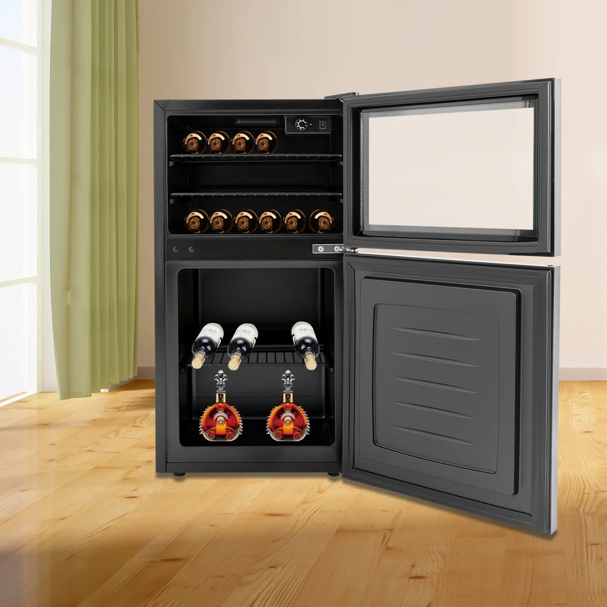 30 Bottles Dual Zone Wine Cooler Refrigerator E844